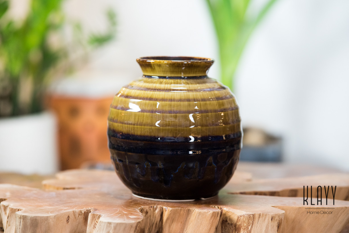 Silky Brown Round Vase